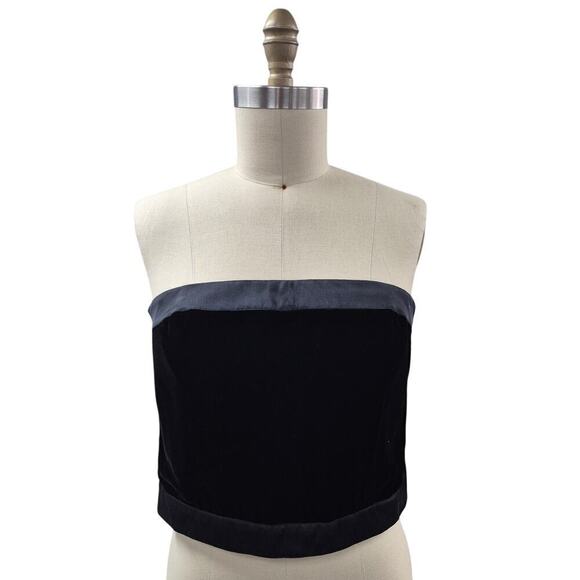 Vtg NWT Rena Rowan Strapless Black Velvet Bustier Top Rayon/Silk Blend Sz 12 - Picture 1 of 7
